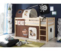 AVANTI TRENDSTORE - Konrad - Struttura di letto a soppalco con scaletta in legno di pino massiccio, disponibile in 2 diversi colori. Dimensioni: LAP 97x113x207 cm (Marrone)