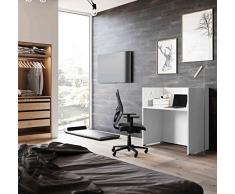 Giorgio Composizione scrivania Bianca con paretine e passacavo da Ufficio cameretta con Sedia Poltrona operativa ergonomica Schienale in Rete Nera Made in Italy