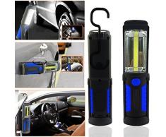 Berocia Lampada Emergenza Led Torcia Ricaricabile USB COB Lampada da lavoro Lampade di ispezione Luce di Lavoro con Magnetica Clip e gancio per Auto / Campeggio / Home / Escursioni a Piedi