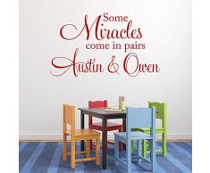 Adesivo da parete in vinile con scritta in inglese N/ A Some Miracles Come In pair, per camera da letto gemelli e camera da letto