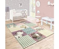 Tappeto per Bambini Camera dei Bambini Taglio Sagomato Animali Divertenti Variopinto Colori Pastello, Dimensione:80x150 cm