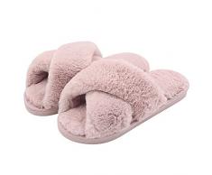 Fadezar Pantofole Peluche Donna Ciabatte da Casa Comode Invernali Moda Scarpe Sandali Slippers Rosa Dimensione dellEtichetta 38/39 für EU 37/38
