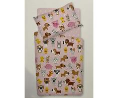 Parure Copripiumino Lettino 80x120 Puppies Vallesusa Rosa
