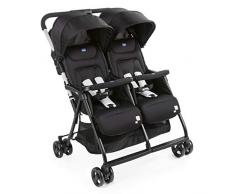 Chicco OHlalà Twin Passeggino Gemellare Doppio da 0 Mesi a 15 kg, Passeggino Leggero Reclinabile e Pieghevole, Chiusura Compatta, Poggiagambe Regolabili, Parapioggia e Capottina Estendibile, Nero