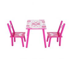 Set di tavolo e sedie per bambini, Set di mobili per bambini con 1 Tavolo e 2 Sedie per pittura/Lettura/Gioco di Gruppo in Classe e Casa