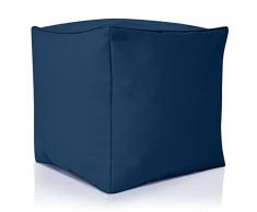 Green Bean© Sgabello a sacco 40x40x40cm con imbottitura in perle EPS – Pouf Cuscino Poggiapiedi per poltrona a sacco – Cuscino per pavimento bambini e adulti – solleva le gambe siediti Blu scuro