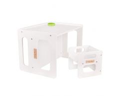 KiddyMoon Set Tavolo E Sedia Per Bambini TC-001, Bianco