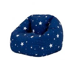 icon Starry Kids Pouf Poltrona Sacco, Blu Navy, 53cm x 50cm, Adatto a Ragazzi e Ragazze, Leggero e Portatile Pouf Poltrona Sacco per Tutti gli Spazi con Riempimento Incluso