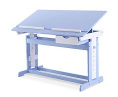 COSTWAY Scrivania per Bambini Tavolo da Disegno con Cassetto in MDF, Inclinabile e Regolabile in Altezza, Vari Colori Disponibili (Blu)
