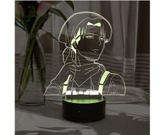 Levi head Lampada Anime Attack On Titan Night Light Luce Notturna di Cartoni animati Luce Notturna Bambino Luce Notturna Luce Notturna LED Bambino Decorazione per la cameretta dei bambini
