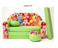 DECOONLINE Divano divanetto bambini cuscino e puff mini divano transformabile in lettino.