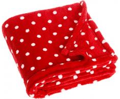 Playshoes Coperta in Pile, Coperta Neonato, Pile Bebè, Plaid in Pile, Versatile Coperta Coccolone per Bambini e Bambine, 75 x 100 cm, con Motivo a Punti,Rosso