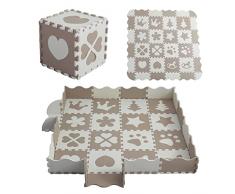 MUSOLEI Tappeto puzzle bambini Tappeto gioco bambini Recinto per bambini con tappeto 36 Pezzi (Recinto Included) Eva tappeto gioco neonato tappeto puzzle grande 142x142cm (1cm spessore) Modello 1