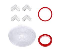 Protezioni per Bordi Luckits Confezione da 4 Trasparente Paraspigoli Bambini Angolari Gomma& 1 Pz Morbido Silicone Strisce Paraurti Laterali 10 Piedi per Mobili Vetro Scrivania Tavolo Caminetto Armadi
