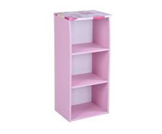 Aingoo Scrivania per Bambini Tavolo da Disegno Artigianale in Legno con scaffale di stoccaggio a 3 Livelli Rosa