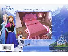 Completo Letto Lenzuola Lenzuolo Singolo 100% Cotone Disney Marvel Avengers Topolino Minnie Paperino SpiderMan Frozen (Frozen Fucsia/Rosa)