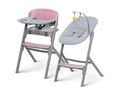 Kinderkraft Seggiolone Pappa LIVY + Sdraietta CALMEE, 4in1, Sedia per tutta Famiglia, dalla Nascita fino 110 kg, Regolazione, Struttura ergonomica, Minimalista Design, Rosa