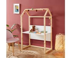 BAÏTA TINY02 Scrivania per Bambini, Legno di Pino, Bianco, L100cm