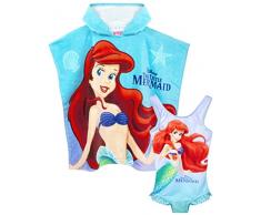 Disney Set Poncho Costume da Bagno e Asciugamano con Cappuccio Sirenetta 3-4 Anni