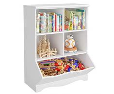 HOMECHO Scaffale Portagiochi per Bambini, Scaffale per Giocattoli e Libri, Mobiletto Portaoggetti per Scuola dell’Infanzia, Bianco, 67 x 40 x 88 cm