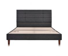 Moimhear Letto imbottito, letto 140 x 200 cm, letto matrimoniale con rete a doghe, per adulti e ragazzi (grigio)