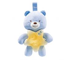 Gioco First Dreams Bear Panel, Morbido Pupazzo a Forma di Orsetto da Appendere al Letto o Culla con Melodie Rilassanti e Luce Notturna, Azzurro, 0+ Mesi