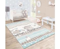 Tappeto per Bambini Camera dei Bambini Taglio Sagomato Farm Animali Beige Crema Colori Pastello, Dimensione:120x170 cm