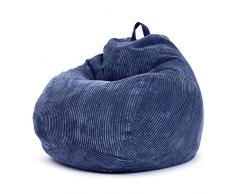 Green Bean© Poltrona a sacco da interno 90x110cm Imbottitura EPS & Velluto a coste morido accogliente lavabile - Cuscino Pavimento Lounge Sedia Sgabello Relax Pouf Bambini Adulti Blu scuro