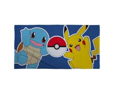 Character World Asciugamano ufficiale Pokémon per bambini | Super morbido al tatto, design terra Pikachu Squirtle | Perfetto per casa, bagno, spiaggia e piscina, taglia unica 70 cm x 140 cm