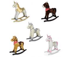 Infantastic® Cavallo a Dondolo - Animale a Scelta, in Peluche e Legno, Effetti Sonori, Nitrito e Galoppo, per Bambini di 1 Anno - Peluche a Dondolo, Unicorno, Cavalluccio, Cavallino per Bambini