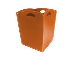 VENUS: portalegna in cuoio colore Marrone, contenitore per camino, borsa porta legna, per la casa, Ufficio, Hotel, design Firestyle®, Made in Italy.