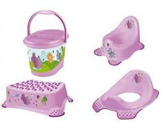 4 Set Hippo lilla Vasino + WC Rialzo + Sgabello + Secchio per pannolini