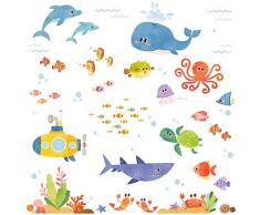 DECOWALL DW-1611S Avventura di Mare Adesivi da Parete Decorazioni Parete Stickers Murali Soggiorno Asilo Nido Camera da Letto per Bambini