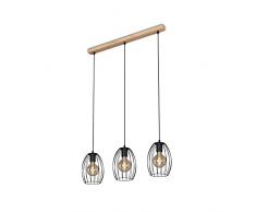 Briloner - lampada a sospensione in legno, lampada a sospensione retrò, raggio 3 luci, E27 max. 60 watt, lampada da sala da pranzo