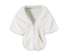 YCBMINGCAN Sciarpa lunga alla moda elegante da sposa Faux-lunga, stola, fasciatoio, mantiene caldo, accessorio per abbigliamento, sciarpa grigia, bianco, Taglia unica