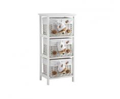 Aubry Gaspard Cassettiera per Bambini 3 cassetti Orsetto in Legno e Vimini