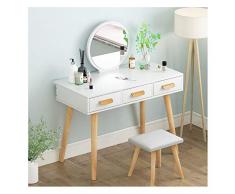 XCJ Tavolo da Toletta Moderno Comò da Trucco, Legno Stile Principessa, Mobili for Camera da Letto E Sala Giochi for Bambini Tavolo Makeup (Color : White, Size : 80 * 40 * 75cm)