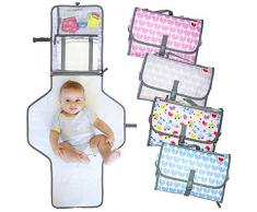 Fasciatoio Portatile Pieghevole da Viaggio, NUOVO MODELLO 2022, Borsa Fasciatoio per Cambio Pannolino Materassino e Cuscino (Grigio)