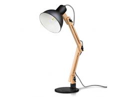 tomons lampada da lettura design legno classico, lampada da tavolo, lampada regolabile scrivania, con braccio snodato, eye-friendly, la lampada da lavoro, lampada da ufficio, lampada da comodino Nero