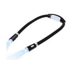 Luce Da Libro a Led Per Abbraccio, Lampada Da Lettura a Collo Appeso a Mani Libere 4 Perline a Led, Modalità a Quattro Velocità, Può Essere Letta a Letto o In Macchina (Nera)