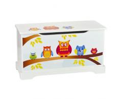 Leomark Contenitore Porta Giochi Scatola Portagiochi Panca Stoccaggio In Legno Mobili e Arredamento Cassapanca Per Bambini Portaoggetti Motivo Gufi
