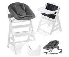 Hauck Beta Plus Newborn Set - Seggiolone Pappa Legno, Seggiolone Evolutivo e Sdraietta Neonati Premium - incl. Cuscino Seduta, Vassoio - Bianco