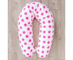 loolay® Cuscino per allattamento XXL Super morbido cuscino per chi dorme sul fianco Ink.Rivestimento 170 cm modello: stelle Zenzero Rosa
