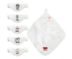 Koo-dib Mussole Neonato Asciugamani, 6 pz Organico 100% Cotone Extra Morbidi e Traspirante Asciugamani da Bagno, Riutilizzabile Asciugamano Viso per Pelle Sensibile bebè, 30 * 30 cm