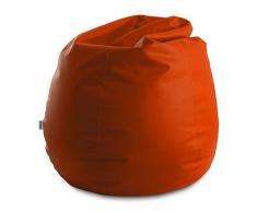 Puff Poltrona Sacco Gigante Bag XXL Mamba 95x95x135cm - 460 Litri Made in Italy in Finta pelle Imbottito per Ambiente Interno ed Esterno Colore Arancio