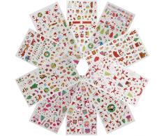 BROMMAT Adesivi per Bambini 10 Fogli, Adesivi Natalizi per Biglietti di Scrapbooking, graziosi Fogli di Adesivi per Feste, Mini Regali di Natale, Piccolo Albero, Pupazzo di Neve