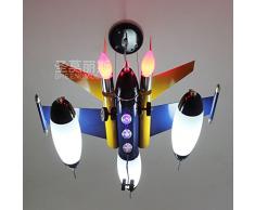 Lbcvh Stanza dei bambini cartoon LED luci a soffitto blu lampadari di aeromobili per bambini camera da letto camera ragazzi luci di illuminazione sala cartoon creative lampade LED L63*W50*H24CM