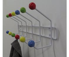 ASPECT Deluxe - Appendiabiti da parete, 12 ganci a sfera in ceramica multicolore, telaio in metallo