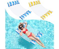 Ltteaoy 2x Amaca Gonfiabile Piscina, 4 in 1 Pieghevole Letto Galleggiante Facile Amaca d’Acqua Lounge Materassino Lettino Sedia da Mare Piscina Spiaggia Giardino per Adulti Bambini(Blu e Giallo)