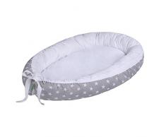 Lulando Baby-Nest Bozzolo Riduttore per Letto Culla Paracolpi Multifunzionale Nido Reversibile Colori Differenti Cresce con Bambino 100% Cotone, Oeko-Tex Standard 100. Colore: White Stars/White - 50 g